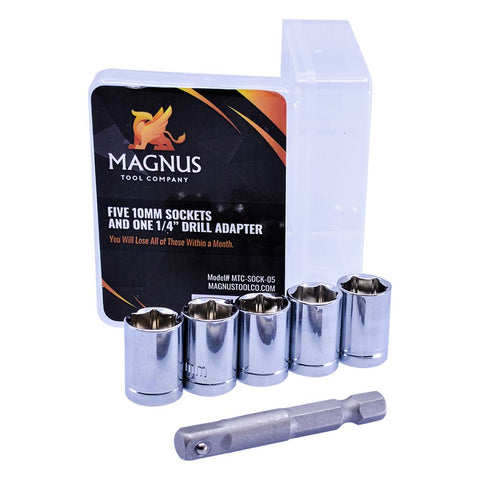 5-Pack 10mm Sockets +1 Adapter (Magnus) - ZIPPY LOCKS