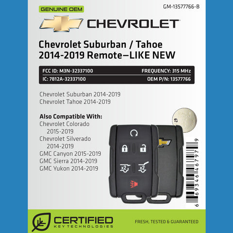 Chevrolet GMC 2014-2019 6-Btn (M3N-32337100)—OEM LIKE NEW - ZIPPY LOCKS