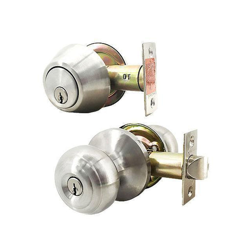 Premium Combo Lockset – Knob & Deadbolt – Satin Silver – SS – SC1, KW1 - ZIPPY LOCKS